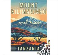 Mount Kilimanjaro in Tanzania jigsaw 1000 pieces for adults | pretty botanical artwork for flower lovers to enjoy creating a relaxing picture in your free time to enjoy at home38x26cm