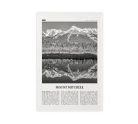 Mount Mitchell Black And White, North Carolina, USA Retro City Map Travel Landscape Canvas Modern Poster Wall Art Prints Paintings Living Room Bedroom Decor 20x30inch(50x75cm)