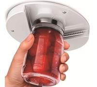 Mount-on Cabinet Jar Opener for Weak Hands,Seniors with Arthritis,Double U Shaped Grooves Grip Bottle Opener for Any Size Lid,One-Handed Can Opener Tool for Home Assistance,White