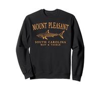 Mount Pleasant SC Shark Fishing Arched Retro Orange Letters Sweatshirt