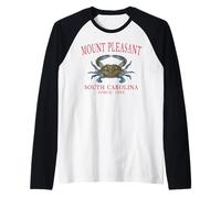 Mount Pleasant South Carolina Crab Since 1680 Red Art Raglan Baseball Tee