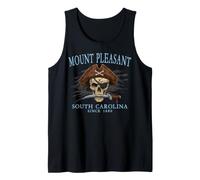 Mount Pleasant South Carolina Pirate Skull Since 1680 Cyan Tank Top