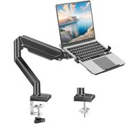 MOUNT PRO Laptop Arm Mount for Desk, 2 in 1 Function Monitor Laptop Stand, Fits Max 17" Notebook and 32" Computer Screen, Aluminum Single Monitor Holder with Adjustable Tray, Holds up to 22lbs