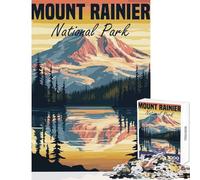 Mount Rainier National Park Poster Jigsaw for Teenagers 1000 Pieces Stimulate Active Brain And Mind Gentle Relaxing Fun Activity (38x26cm)