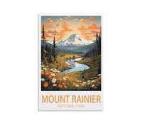Mount Rainier National Park Vintage Travel Poster 16x24inch(40x60cm) Canvas Wall Art Posters for Living Room Decor Paintings for Home Decor