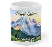 Mount Rainier National Park Washington Ceramic Coffee Mug 11oz - Tea Coffee Mug with Comfortable Grip - Unique Fun Gift White Cup for Office or Home - Vibrant Long-Lasting Print ID44991