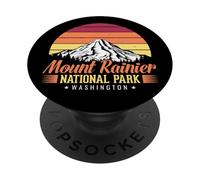 Mount Rainier NATIONAL PARK WASHINGTON Retro Sunset Design PopSockets Adhesive PopGrip