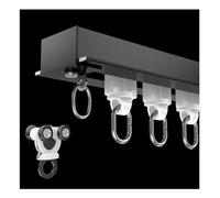 Mount Recessed Ceiling Curtain Track Kits, Ultra-Thin Pre-Built Rail for Room Divider Curtain, Cuttable Metal Single Sliding Tracks(Black,12ft/3.66m)