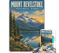 Mount Revelstoke National Park Vintage Poster Jigsaw Puzzle, 1000 Piece | For a useful gift beyond Christmas Day, this adult jigsaw puzzle with 1000 pieces offers a classic activity for Christmas.