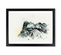 Mount Rushmore Memorial In Abstract Modern Art Framed Print | A4 Black Framed Wall Art | Ready to Hang | Abstract Landscape Picture | Living Room Bedroom Lounge Office