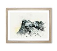 Mount Rushmore Memorial In Abstract Modern Art Framed Print | A4 Oak Framed Wall Art | Ready to Hang | Abstract Landscape Picture | Living Room Bedroom Lounge Office