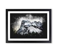 Mount Rushmore Memorial Paint Splash Framed Print | A2 Black Framed Wall Art | Ready to Hang | Modern Landscape Picture | Living Room Bedroom Lounge Office
