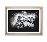 Mount Rushmore Memorial Paint Splash Modern Art Framed Print | A2 Oak Framed Wall Art | Ready to Hang | Modern Landscape Picture | Living Room Bedroom Lounge Office