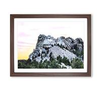 Mount Rushmore Memorial Painting Modern Art Framed Print | A2 Walnut Framed Wall Art | Ready to Hang | Modern Landscape Picture | Living Room Bedroom Lounge Office