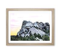 Mount Rushmore Memorial Painting Modern Art Framed Print | A3 Oak Framed Wall Art | Ready to Hang | Modern Landscape Picture | Living Room Bedroom Lounge Office