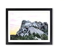 Mount Rushmore Memorial Painting Modern Art Framed Print | A4 Black Framed Wall Art | Ready to Hang | Modern Landscape Picture | Living Room Bedroom Lounge Office
