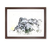 Mount Rushmore Memorial Watercolour Modern Framed Print | A2 Walnut Framed Wall Art | Ready to Hang | Modern Landscape Picture | Living Room Bedroom Lounge Office