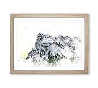 Mount Rushmore Memorial Watercolour Modern Framed Print | A3 Oak Framed Wall Art | Ready to Hang | Modern Landscape Picture | Living Room Bedroom Lounge Office