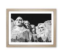 Mount Rushmore Painting Modern Art Framed Print | A4 Oak Framed Wall Art | Ready to Hang | Modern Landscape Picture | Living Room Bedroom Lounge Office