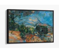 Mount Sainte-Victoire, c. 1904. Paul Cezanne Canvas Floater Frame Print Picture Art - Black Frame 18 inch wide x 12 inch high