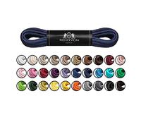 Mount Swiss Luxury Waxed Round Shoelaces, 2-3 mm Diameter, Dark Blue, 1 Pair with Sleeve, Cotton/Waxed, Made in EU