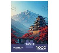 Mount Tsurugi Japan Castle 1000 Piece Jigsaw Puzzle, Old Europe Travel Artwork, Decorative Artwork, Matte Printed Jigsaw, Family Night Game for Adults, 52x38cm/1000pcs