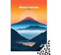 Mount Vesuvius Italy Jigsaw Puzzle 1000 Pieces, Historic Square Architecture, Thick Cardboard Pieces for Travel Lovers, Mindful Activity, Gift Idea, 70x50cm/1000pcs