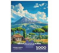 Mount Vesuvius Italy Poster 1000 Piece Jigsaw Puzzle, Historic Square Architecture, Thick Cardboard Pieces for Travel Lovers, Mindful Activity, Paper Board, 70x50cm/1000pcs