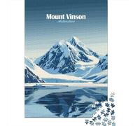 Mount Vinson Antarctica 1000 Piece Jigsaw Puzzle, Mountain Lake Town View, Matte Printed Jigsaw, Relaxing Challenge for Puzzle Lovers, Birthday Gift, 70x50cm/1000pcs