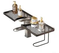 Mount Wall Shelf for Bathroom, Non-Invasive Setup on Smooth Walls, Iron Build, Open Grid Design to Support Airflow and Drainage (50cm Black)