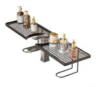 Mount Wall Shelf for Bathroom, Non-Invasive Setup on Smooth Walls, Iron Build, Open Grid Design to Support Airflow and Drainage (50CM White)