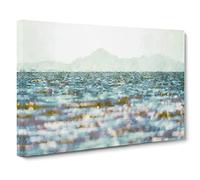 Mountain Above Ocean Ripples Canvas Print | Gallery Wrapped 30mm Frame Wall Art | 20x14 inches | Ready to Hang | Coastal Seascape Picture | Living Room Bedroom Lounge Office