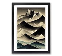 Mountain Abstract Design Framed Print | A2 Black Framed Wall Art | Ready to Hang | Abstract Landscape Picture | Living Room Bedroom Lounge Office