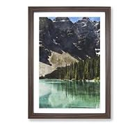 Mountain and Lake in Canada Painting Framed Print | A2 Walnut Framed Wall Art | Ready to Hang | Modern Landscape Picture | Living Room Bedroom Lounge Office