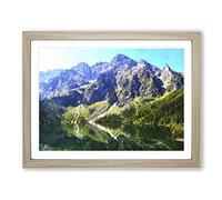 Mountain And Lake In Zakopane Poland Painting Modern Art Framed Wall Art Print, Ready to Hang Picture for Living Room Bedroom Home Office Décor, Oak A3 (46 x 34 cm)