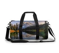 Mountain And Lake Pictures Gym Bag for Men Women Water Resistant Duffle Bag Travel Lightweight Bag for Travel Sports, white, 17.7in/9in/9in