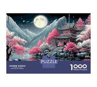 Mountain And River Flowers 1000 Pieces Cherry Temple Cardboard Jigsaw for Casual Gamers Senior Centre Activity Missing Piece Guarantee 52x38cm/1000pcs