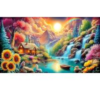 Mountain-and-River-Flowers 1000 Pieces Jigsaw Puzzle Old Kids Birthday Presents Challenging Puzzle Games 75x50cm/1000pcs