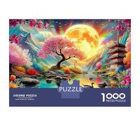 Mountain And River Flowers 1000 Pieces Moon Pagoda Jigsaw Puzzle for Casual Gamers Senior Centre Activity Collectible Item Missing Piece Guarantee 38x26cm/1000pcs
