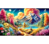 Mountain-and-River-Flowers 1000 Pieces Recycled Paper Jigsaw Puzzle Impossible Hard Difficult Educational Games for The Whole for Women, Gifts for Men 70x50cm/1000pcs