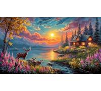 Mountain-and-River-Flowers 1000 Pieces Recycled Paper Jigsaw Puzzle Impossible Hard Difficult Educational Games for The Whole for Women, Gifts for Men 38x26cm/1000pcs