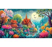 Mountain-and-River-Flowers Puzzle Game 1000 Piece Recycled Paper Impossible Hard Difficult Challenging for The Whole for Women, Gifts for Men 38x52cm/1000pcs