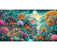 Mountain-and-River-Flowers Puzzle Game 1000 Piece Recycled Paper Impossible Hard Difficult Challenging for The Whole for Women, Gifts for Men 38x52cm/1000pcs