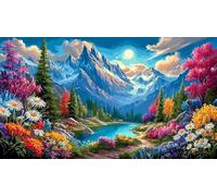Mountain-and-River-Flowers Puzzle Game 1000 Piece Recycled Paper Impossible Hard Difficult Challenging for The Whole for Women, Gifts for Men 38x26cm/1000pcs