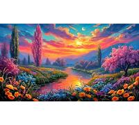 Mountain-and-River-Flowers Puzzle Game 1000 Piece Recycled Paper Impossible Hard Difficult Challenging for The Whole for Women, Gifts for Men 38x52cm/1000pcs