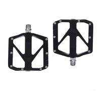 Mountain and road bike pedals featuring 4 bearings, alloy material body, chromium steel wear resistant shaft, double sided nail design for reliable grip and smooth pedaling (black)