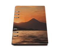 Mountain and Sunset Water Wirebound Notebook Refillable A5 PU Leather Notebook Loose Leaf Notebook Waterproof Lined Paper Great for Personal and Professional Use