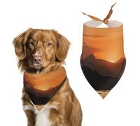 Mountain and Water at Sunset Dog Bandana Triangle Dog Scarf Washable Polyester Dog Bibs Cute Pet Bandana for Medium Large Dogs Puppy and Cats