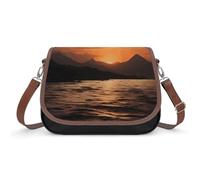 Mountain And Water at Sunset Shoulder Bag for Women Small Crossbody Bag PU Leather Underarm Handbag with Adjustable Strap Cute Hobo Purses for Daily Commute Travel