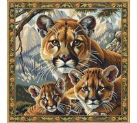 Mountain Animal Lion DIY 11CT Counted Cross Stitch Kits for Beginners Easy Stamped Fabric Embroidery Needlecraft Art Wall Decor 48x48cm(2)